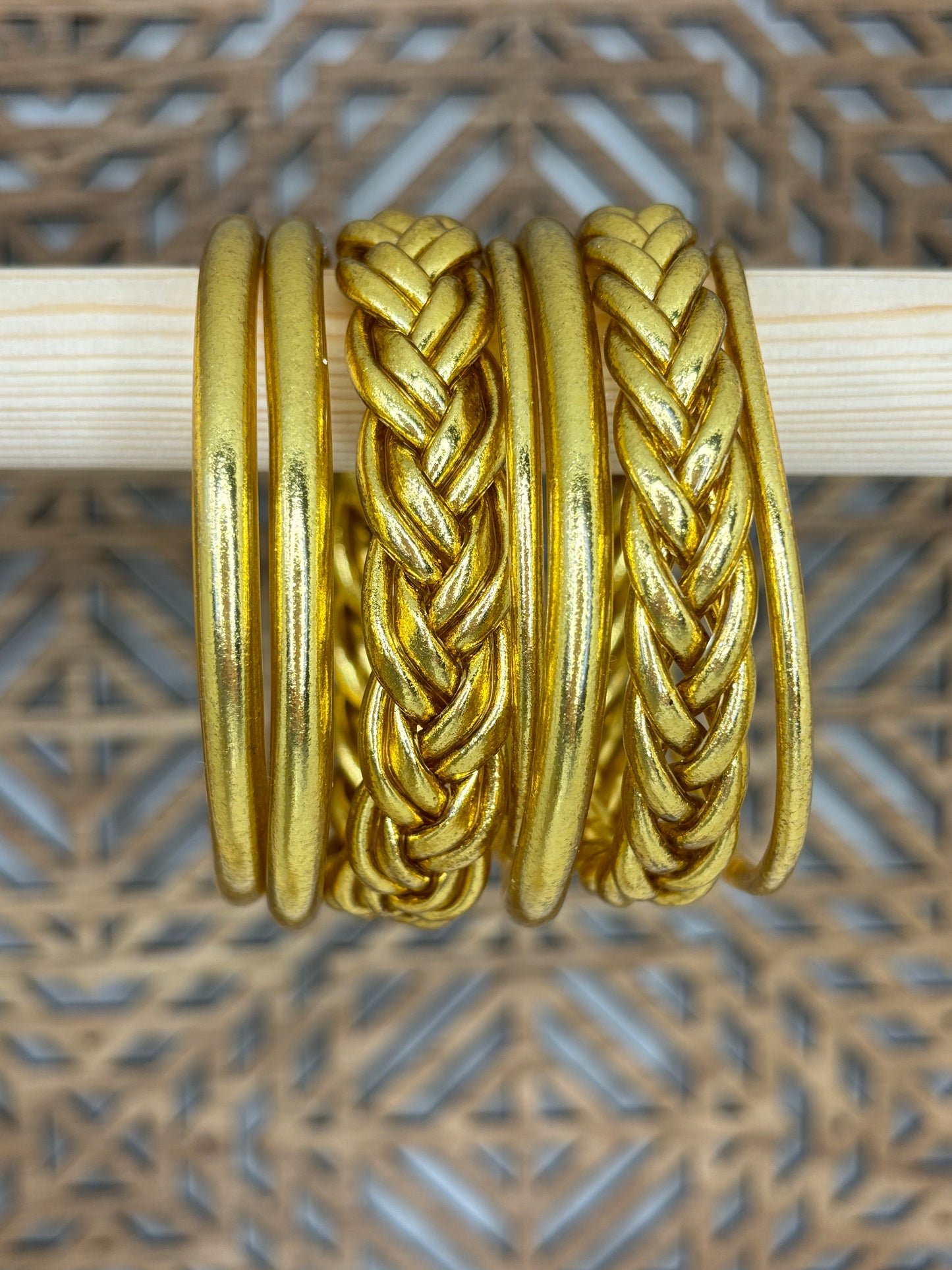 Jonc bouddhiste double tresse or