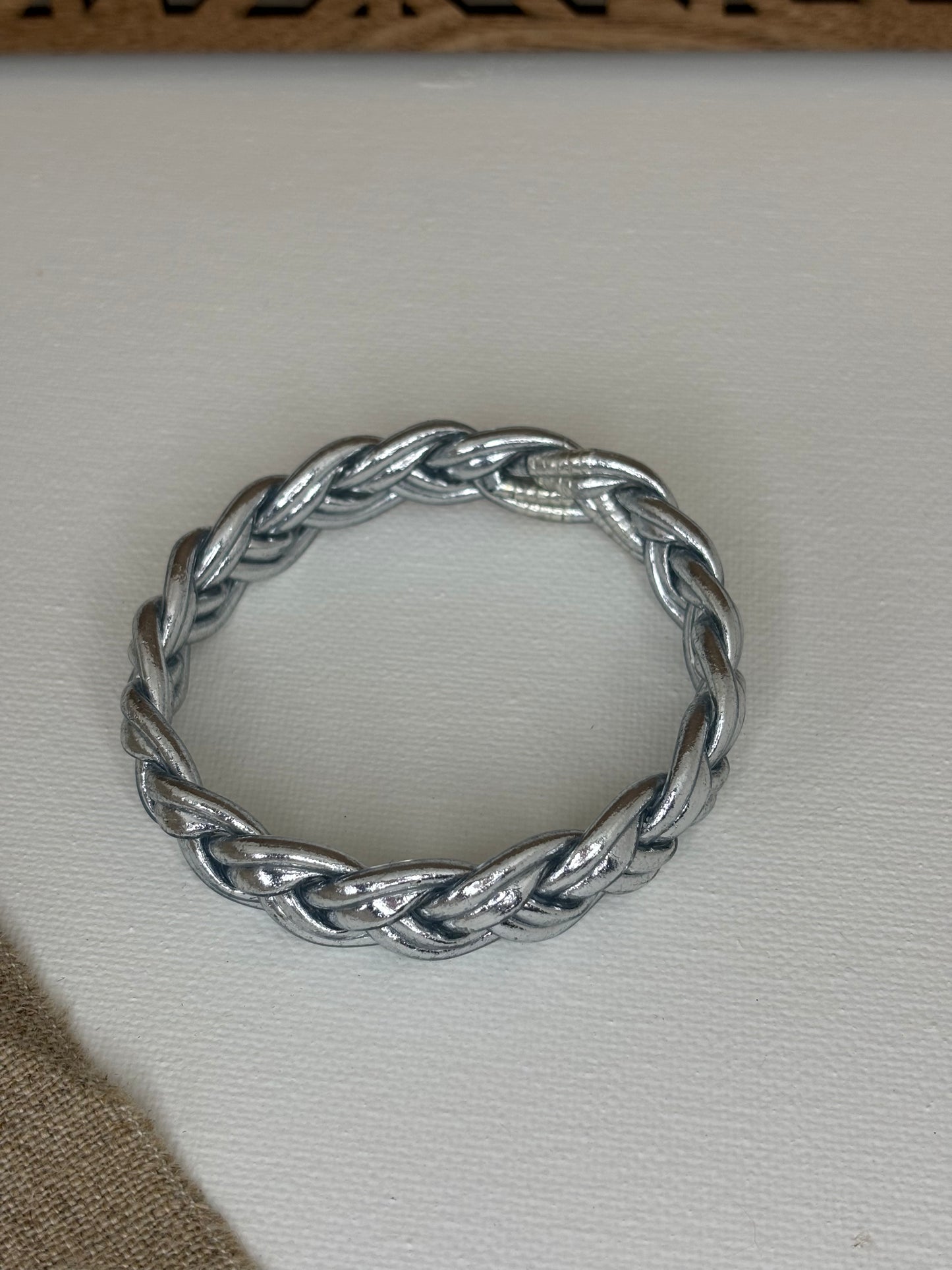 Jonc bouddhiste double tresse argent