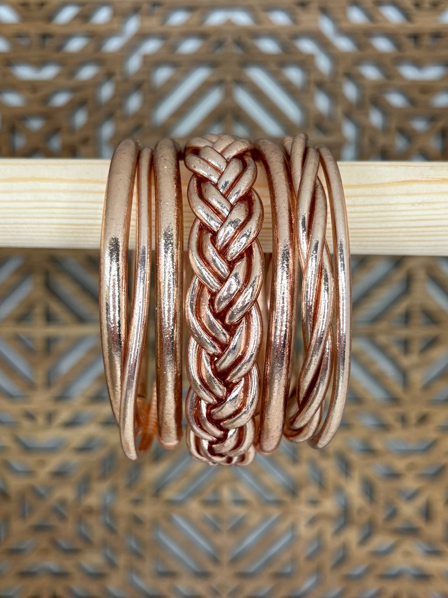 Jonc bouddhiste double tresse champagne
