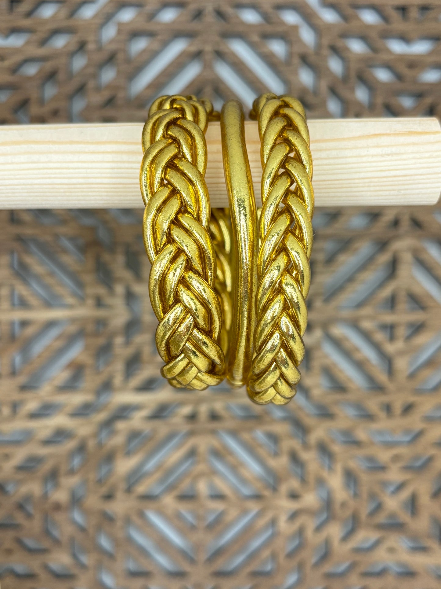 Jonc bouddhiste double tresse or