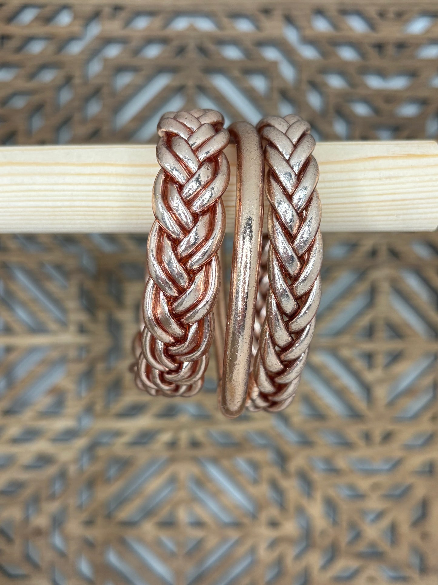 Jonc bouddhiste double tresse champagne