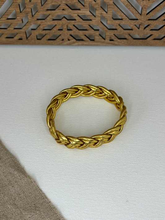 Jonc bouddhiste double tresse or