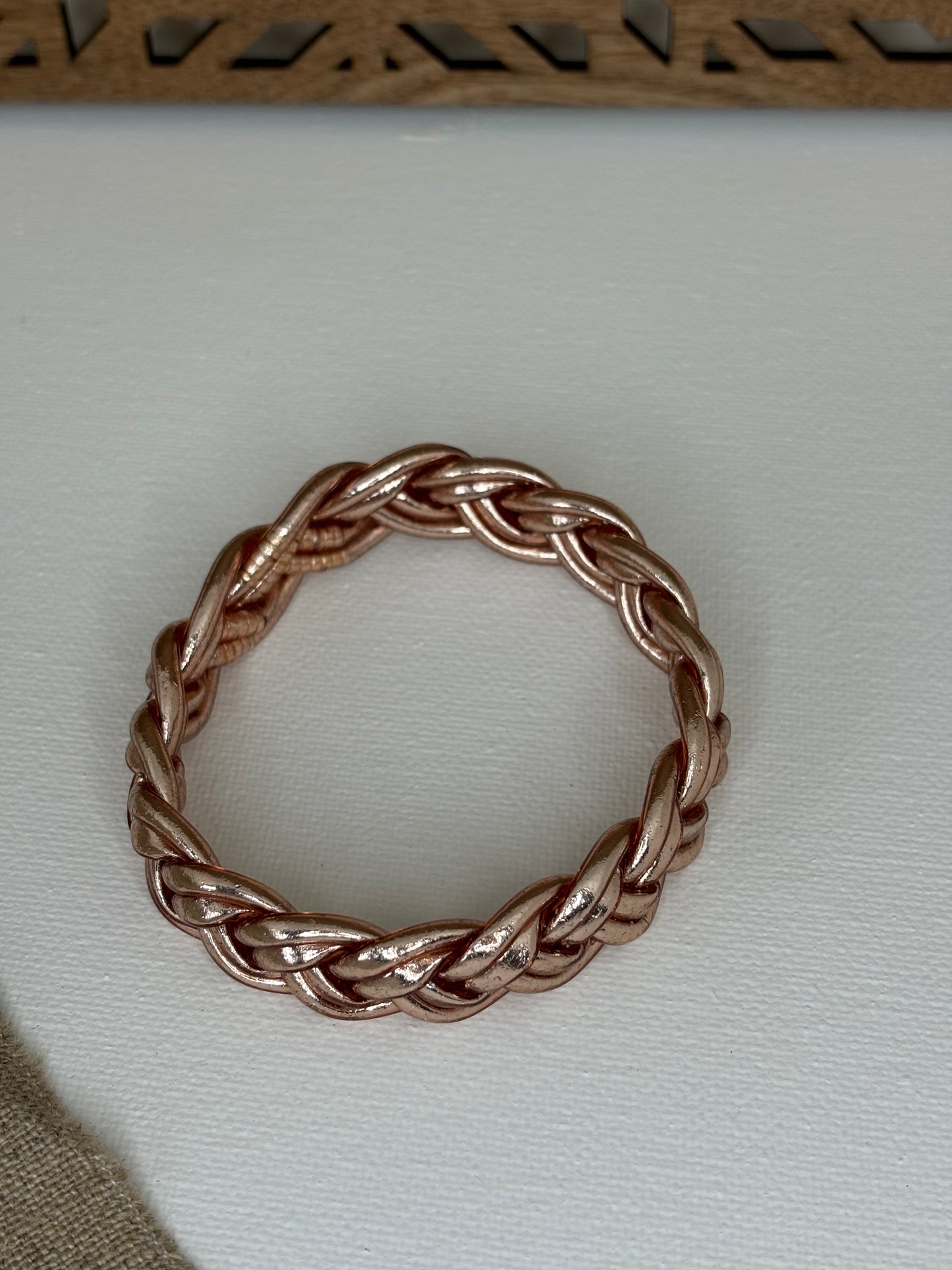 Jonc bouddhiste double tresse champagne